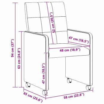 Esszimmerstühle mit Rädern 2 pcs Schwarz 58 x 65 x 94 cm Stoff