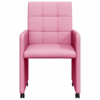 Esszimmerstühle mit Rädern 2 pcs Rosa 58 x 65 x 94 cm Stoff