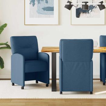 ARDEBO.de - Esszimmerstühle mit Rädern 2 pcs Blau 57 x 67 x 95 cm Stoff