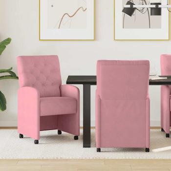 ARDEBO.de - Esszimmerstühle mit Rädern 2 pcs Rosa 58 x 67 x 97 cm Samt