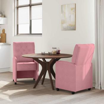 Esszimmerstühle mit Rädern 2 pcs Rosa 58 x 67 x 97 cm Samt