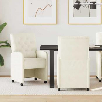 ARDEBO.de - Esszimmerstühle mit Rädern 2 pcs Creme 58 x 67 x 97 cm Samt