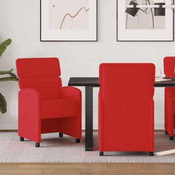 ARDEBO.de - Esszimmerstühle mit Rädern 2 pcs Rot 58 x 65 x 98 cm Kunstleder