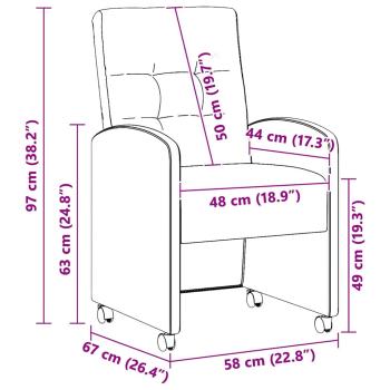 Esszimmerstühle mit Rädern 2 pcs Braun 57 x 67 x 98 cm