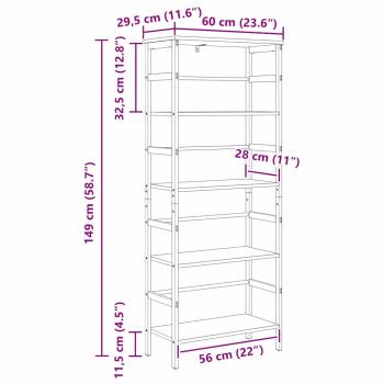 Bücherregal Geräucherte Eiche 60 x 29,5 x 149 cm Holzwerkstoff