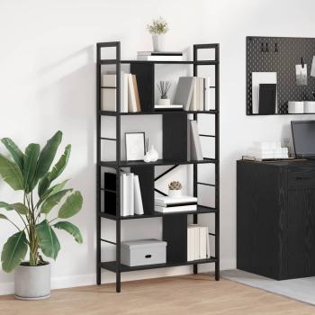 ARDEBO.de - Bücherregal Schwarz Eichen-Optik 75 x 30 x 156 cm Holzwerkstoff