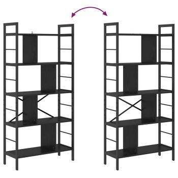 Bücherregal Schwarz Eichen-Optik 75 x 30 x 156 cm Holzwerkstoff