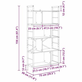 Bücherregal Sonoma-Eiche 75 x 30 x 156 cm Holzwerkstoff