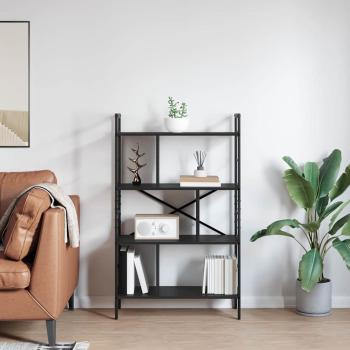 Bücherregal Schwarz Eichen-Optik 75 x 30 x 123,5 cm