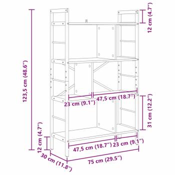 Bücherregal Altholz 75 x 30 x 123,5 cm Holzwerkstoff