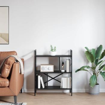 Bücherregal Schwarz Eichen-Optik 75 x 30 x 91 cm Holzwerkstoff