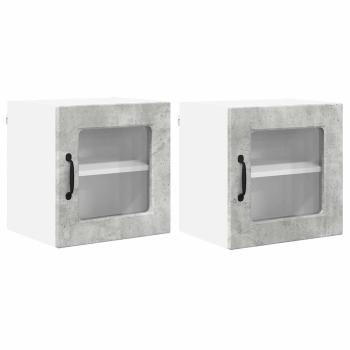 Küchenwandschrank mit Regal 2 pcs Beton Grau 40 x 31 x 40 cm