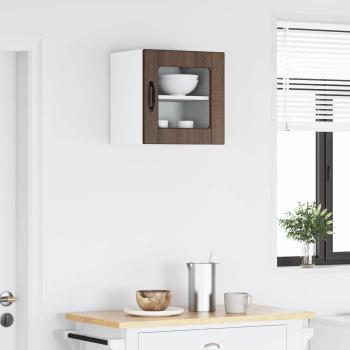 Wandglas-Schrank PORTO Braun Eichen-Optik 40 x 31 x 40 cm