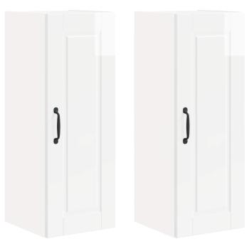 Küchenwandschrank mit Tür 2 pcs Hochglanz Weiß 30 x 31 x 80 cm