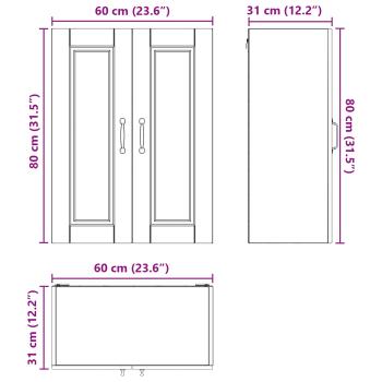 Küchenwandschrank mit Tür Altholz 60 x 31 x 80 cm Holzwerkstoff