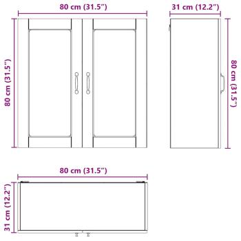 Küchenwandschrank Hochglanz Weiß 80 x 31 x 80 cm Holzwerkstoff