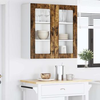 Wandglas-Schrank PORTO Geräucherte Eiche 80 x 31 x 80 cm