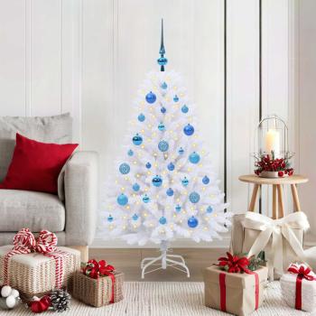 ARDEBO.de - Künstlicher klappbarer Weihnachtsbaum Weiß 120 cm PVC und Stahl