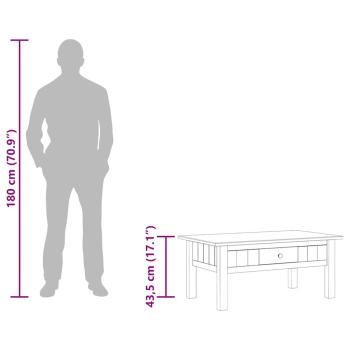 Couchtisch Grau 100x60x43,5 cm Massivholz Panama-Kiefer