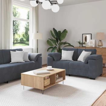ARDEBO.de - 2-teiliges Sofa-Set mit Kissen, dunkelgrauer Samt