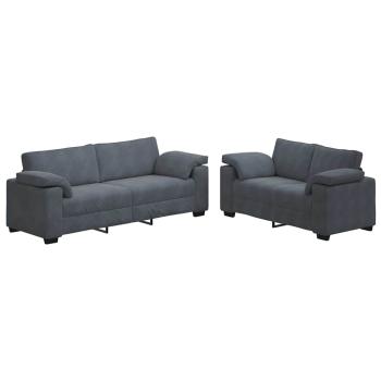 2-teiliges Sofa-Set mit Kissen, dunkelgrauer Samt