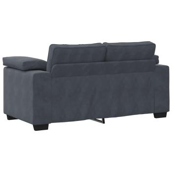 2-teiliges Sofa-Set mit Kissen, dunkelgrauer Samt
