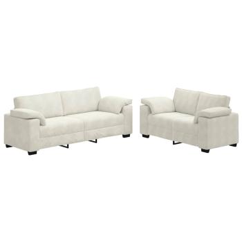 2-teiliges Sofa-Set mit Kissen, cremefarbener Samt