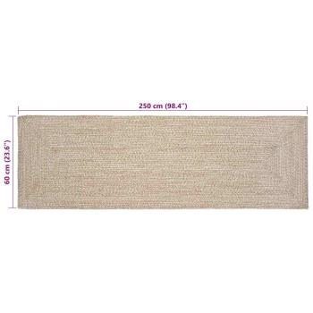 ARDEBO.de - Teppich Natur und Weiß 60 x 250 cm Jute