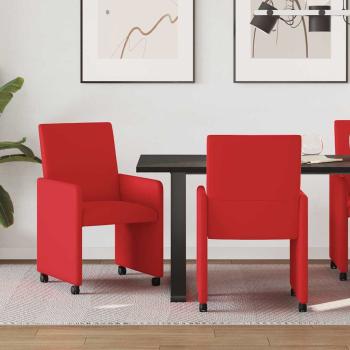 ARDEBO.de - Esszimmerstühle mit Rädern 2 pcs Rot 57 x 66 x 94 cm Kunstleder