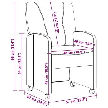 Esszimmerstühle mit Rollen 2 Stk. Kunstleder Braun