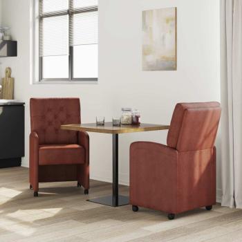 Esszimmerstühle mit Rollen 2 Stk. Kunstleder Glänzendes Braun