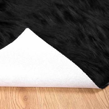 Kunstfell Schaffellteppich Schwarz 60 x 110 cm Polyester