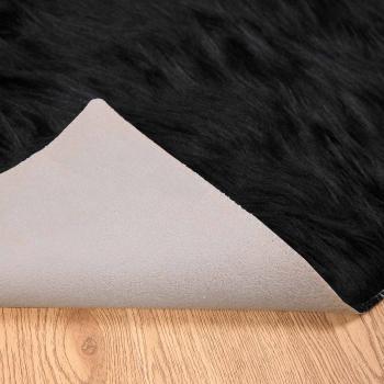 Kunstfell Schaffellteppich Schwarz 200 x 200 cm Polyester