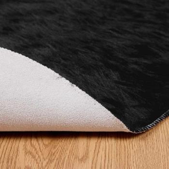 Kunstfell Schaffellteppich Schwarz 160 x 160 cm Polyester