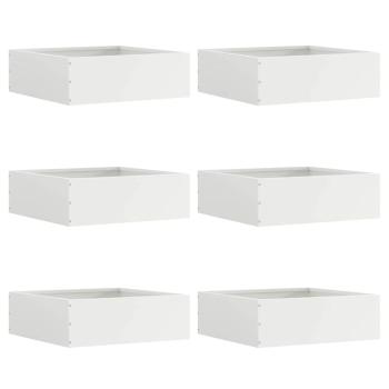 ARDEBO.de - Raseneinfassung 6 pcs Weiß 40 x 40 x 13 cm Stahl