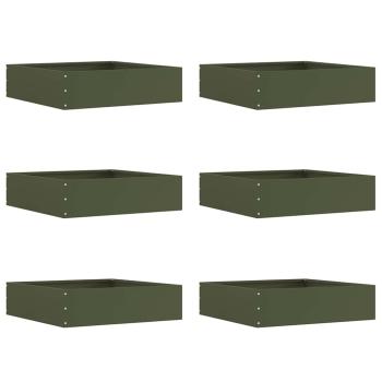 ARDEBO.de - Raseneinfassung 6 pcs Olive Grün 50 x 50 x 13 cm Stahl