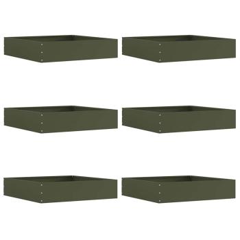 Raseneinfassung 6 pcs Olive Grün 60 x 60 x 13 cm Stahl