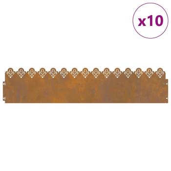 Rasenkanten 10 pcs Rostig 103 x 0,05 x 22 cm Wetterfeststahl