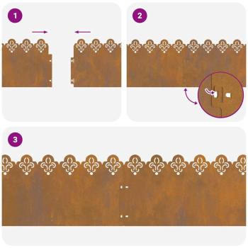 Rasenkanten 10 pcs Rostig 103 x 0,05 x 22 cm Wetterfeststahl