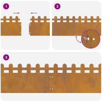 Rasenkanten 10 pcs Rostig 103 x 0,05 x 22 cm Wetterfeststahl