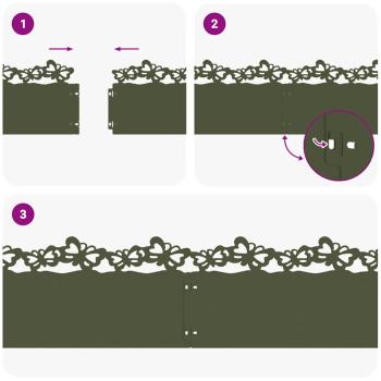 Rasenkanten 20 pcs Olive Grün 103 x 0,05 x 22 cm Stahl