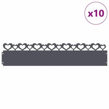 Rasenkanten 10 pcs Anthrazit 103 x 0,05 x 22 cm Stahl