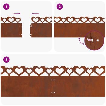 Rasenkanten 10 pcs Rostig 103 x 0,05 x 22 cm Wetterfeststahl