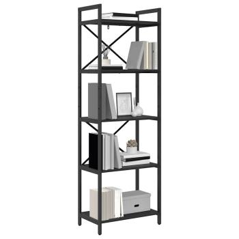 Bücherregal Schwarz Eichen-Optik 56 x 34 x 171 cm Holzwerkstoff