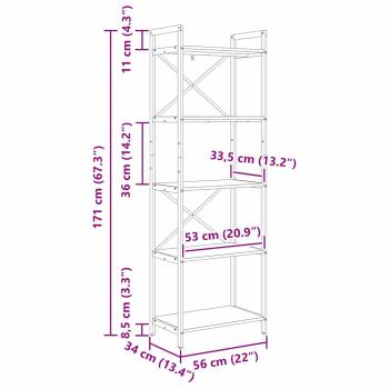 Bücherregal Sonoma-Eiche 56 x 34 x 171 cm Holzwerkstoff