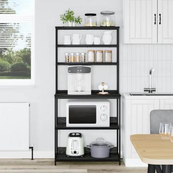 Küchenregal Schwarz Eichen-Optik 80 x 40 x 168 cm Holzwerkstoff