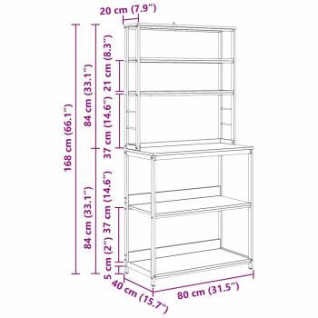 Küchenregal Geräucherte Eiche 80 x 40 x 168 cm Holzwerkstoff