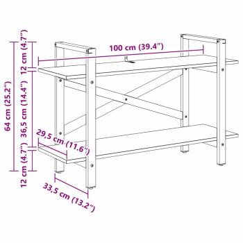 ARDEBO.de - Bücherregal 2 Ebenen 100 x 33,5 x 64 cm Holzwerkstoff