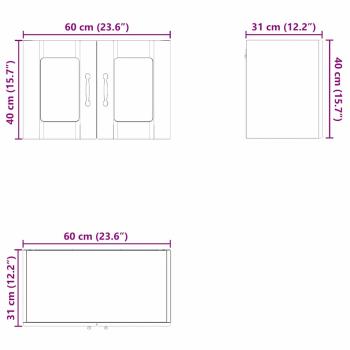 Küchenwandschrank mit Tür Schwarz 60 x 31 x 40 cm Holzwerkstoff