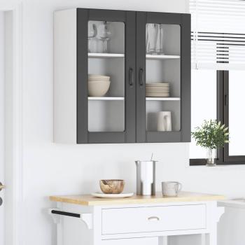 Wandglas-Schr?nke PORTO 2 stk. Schwarz Holzwerkstoff